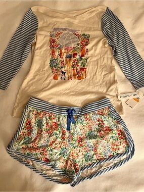 Jane and Bleecker Pajama Lounge Set Shabby Chic Cottagecore Bloomingdale’s BNWT
